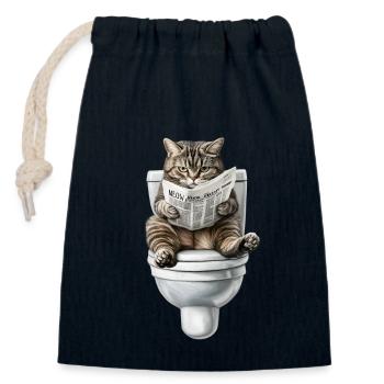 Lustiges Katzen Katzenbesitzer Klo Katze Haustier - Verschließbarer Geschenkbeutel aus Baumwolle (14x20cm) - Navy - Vorne