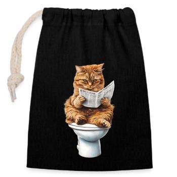 Funny Cat Cat Owner Loo Cat Pet - Closable cotton gift bag (14x20cm) - black - Front