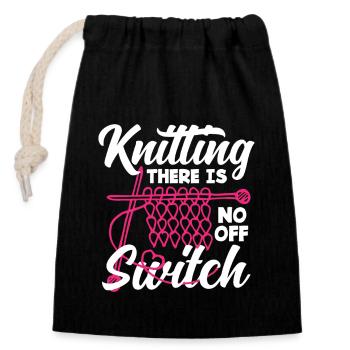 Knitting No Off Switch - Closable cotton gift bag (14x20cm) - black - Front