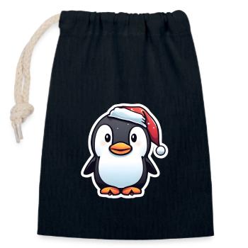 Penguin Christmas Christmas Outfit - Closable cotton gift bag (14x20cm) - navy - Front