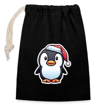 Penguin Christmas Christmas Outfit - Closable cotton gift bag (14x20cm) - black - Front