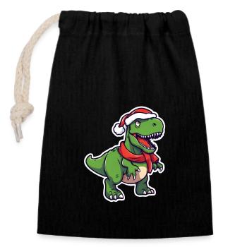 TREX Dinosaur Christmas Santa Hat - Closable cotton gift bag (14x20cm) - black - Front