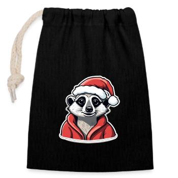 Meerkat - Closable cotton gift bag (14x20cm) - black - Front
