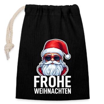 Weihnachtsmann - Verschließbarer Geschenkbeutel aus Baumwolle (14x20cm) - Schwarz - Vorne