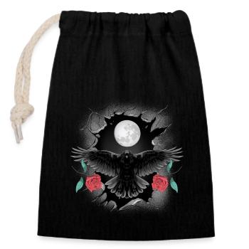 Mystic Corbeau Corbeau Roses Halloween - Sac cadeau en coton avec cordon (14 x 20 cm) - noir - Devant
