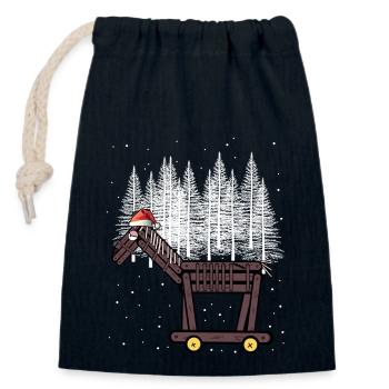Santa Nikolaus Pferd Weihnachtsmann Kinder - Verschließbarer Geschenkbeutel aus Baumwolle (14x20cm) - Navy - Vorne