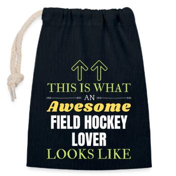 So sieht ein toller Feldhockey-Liebhaber aus l - Verschließbarer Geschenkbeutel aus Baumwolle (14x20cm) - Navy - Vorne