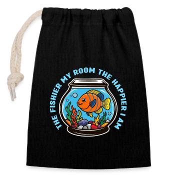 Aquarium Enthusiast The Fishier My Room Fish Lover - Verschließbarer Geschenkbeutel aus Baumwolle (14x20cm) - Schwarz - Vorne