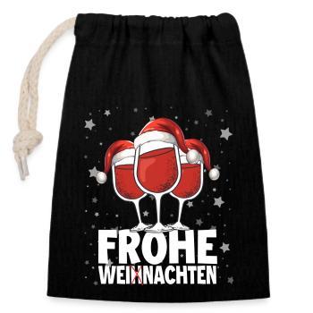 Joyeux Noël - Sac cadeau en coton avec cordon (14 x 20 cm) - noir - Devant