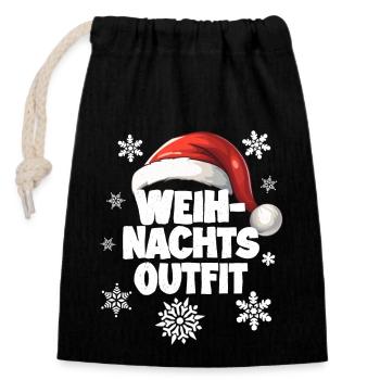 Merry Christmas - Closable cotton gift bag (14x20cm) - black - Front