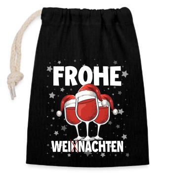 Joyeux Noël - Sac cadeau en coton avec cordon (14 x 20 cm) - noir - Devant