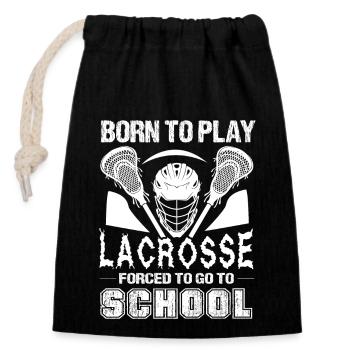Lacrosse Born To Play Lacrosse - Closable cotton gift bag (14x20cm) - black - Front