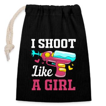 Water pistol - Closable cotton gift bag (14x20cm) - black - Front