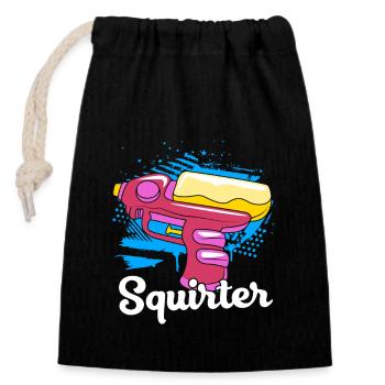 Water pistol - Closable cotton gift bag (14x20cm) - black - Front