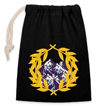 laurel wreath mountaineering mountaineers mountains mountains - Closable cotton gift bag (14x20cm) - black - Front