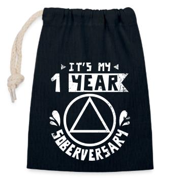 Sobriety It's my first year soberversary - Closable cotton gift bag (14x20cm) - navy - Front