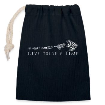 Citation inspirante sur le cycle de vie d’une grenouille - Sac cadeau en coton avec cordon (14 x 20 cm) - bleu marine - Devant