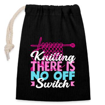 Knitting There is no off switch - Closable cotton gift bag (14x20cm) - black - Front