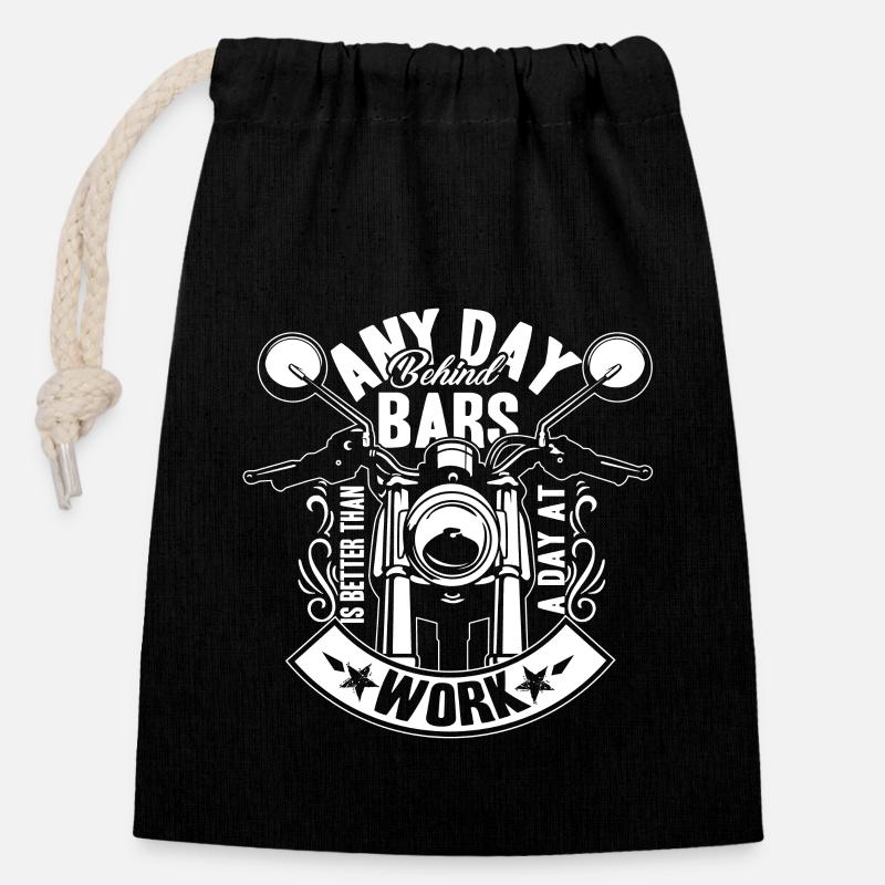 Motorcycle Motorcycle Funny - Closable cotton gift bag (14x20cm) - black