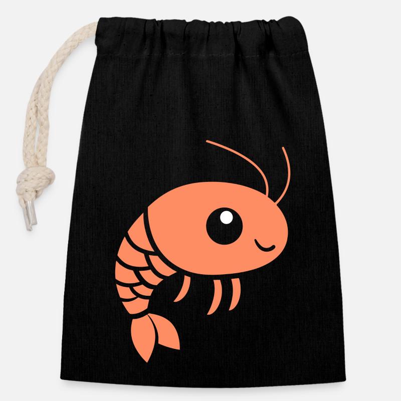 Shrimp - Closable cotton gift bag (14x20cm) - black