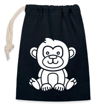 Baboon monkey - Closable cotton gift bag (14x20cm) - navy - Front
