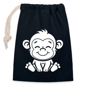 Baboon monkey - Closable cotton gift bag (14x20cm) - navy - Front