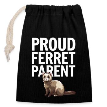 Propriétaire de furet, Amateur de furets, Bonbons - Sac cadeau en coton avec cordon (14 x 20 cm) - noir - Devant