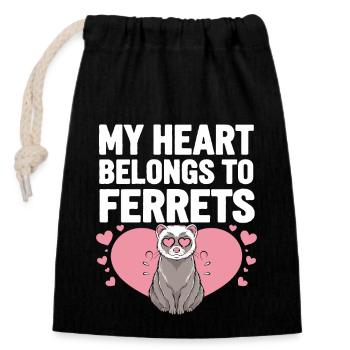 Propriétaire de furet, Amateur de furets, Bonbons - Sac cadeau en coton avec cordon (14 x 20 cm) - noir - Devant