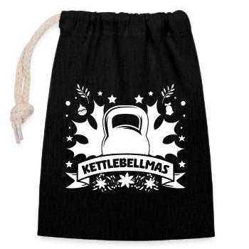 Gym Junkies Kettlebellmas Calisthenics - Closable cotton gift bag (14x20cm) - black - Front