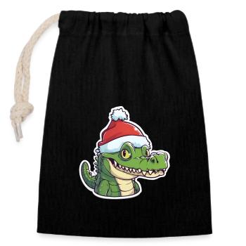 Merry Christmas - Closable cotton gift bag (14x20cm) - black - Front