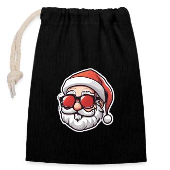 Merry Christmas - Closable cotton gift bag (14x20cm) - black - Front