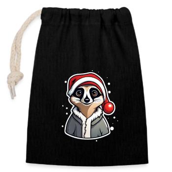 Merry Christmas - Closable cotton gift bag (14x20cm) - black - Front