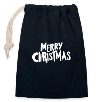 Frohe Weihnachten - Verschließbarer Geschenkbeutel aus Baumwolle (14x20cm) - Navy - Vorne