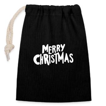 Joyeux Noël - Sac cadeau en coton avec cordon (14 x 20 cm) - noir - Devant