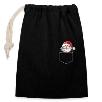 Joyeux Noël Père Noël - Sac cadeau en coton avec cordon (14 x 20 cm) - noir - Devant