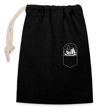 Boule à neige Joyeux Noël - Sac cadeau en coton avec cordon (14 x 20 cm) - noir - Devant