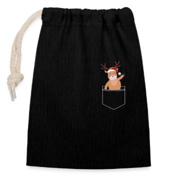 Reindeer Christmas - Closable cotton gift bag (14x20cm) - black - Front