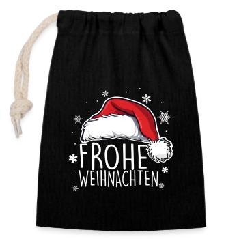 Merry Christmas - Closable cotton gift bag (14x20cm) - black - Front