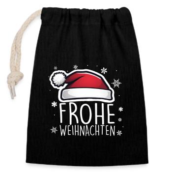 Merry Christmas - Closable cotton gift bag (14x20cm) - black - Front