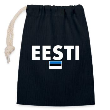Eesti Estonie Drapeau estonien Este - Sac cadeau en coton avec cordon (14 x 20 cm) - bleu marine - Devant