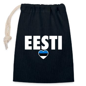 Eesti Estonie Drapeau estonien Este - Sac cadeau en coton avec cordon (14 x 20 cm) - bleu marine - Devant