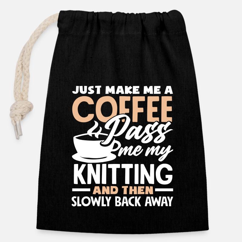 Knit - Closable cotton gift bag (14x20cm) - black