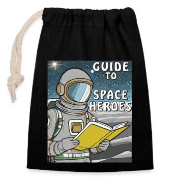 ASTRONAUT BUCH GUIDE TO SPACE HEROES - Verschließbarer Geschenkbeutel aus Baumwolle (14x20cm) - Schwarz - Vorne