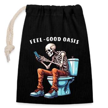 TOILET SMARTPHONE FEEL-GOOD - Closable cotton gift bag (14x20cm) - black - Front