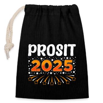 Silvester Party PROSIT 2025 Neujahr Party - Verschließbarer Geschenkbeutel aus Baumwolle (14x20cm) - Schwarz - Vorne