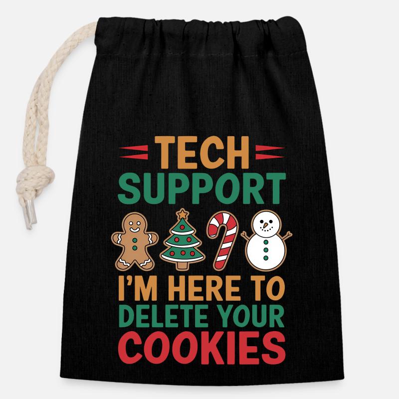 Cookies Spruch Lustig Weihnachtsplätzchen Geschenk - Verschließbarer Geschenkbeutel aus Baumwolle (14x20cm) - Schwarz