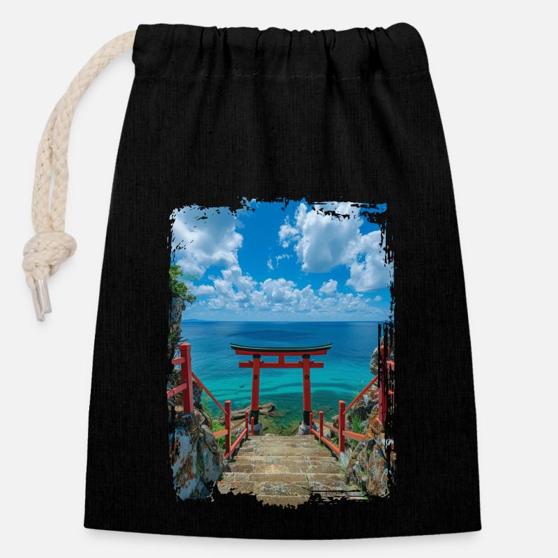 Japan - Closable cotton gift bag (14x20cm) - black