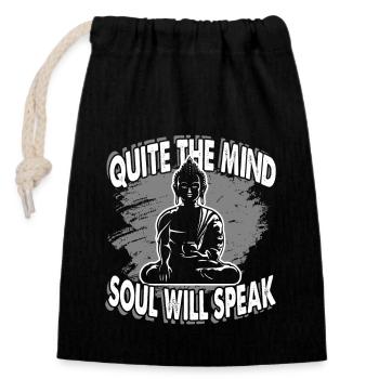 Buddha Quite The Mind Soul Will Speak - Closable cotton gift bag (14x20cm) - black - Front
