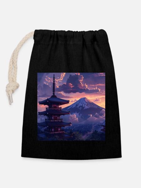 Japan - Verschließbarer Geschenkbeutel aus Baumwolle (14x20cm) - Schwarz