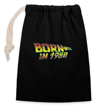 1980 Birthday Born in Back to Future - Closable cotton gift bag (14x20cm) - black - Front